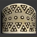 Intricate Metallic Bangle With Geometric Triangular And Circular Hollow Patterns