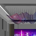 Modern Front Desk Reception Area With Colorful Chandelier Large LED Screen Display And Luxurious Interior