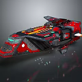 Futuristic Red And Black Sci Fi Spaceship With Detailed Mechanical Structure 3d model