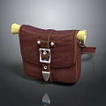Brown Leather Shoulder Bag With Metal Buckle And Yellow Trim