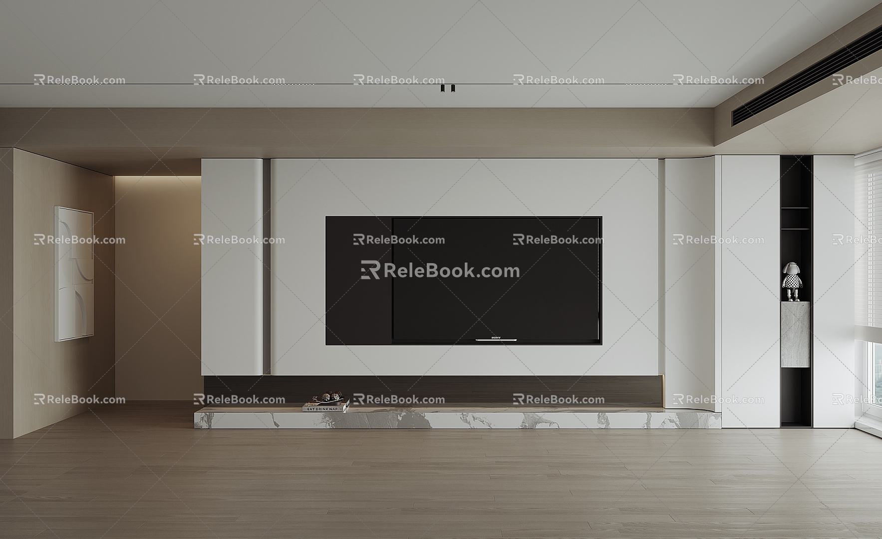 Modern living room TV background wall 3d model