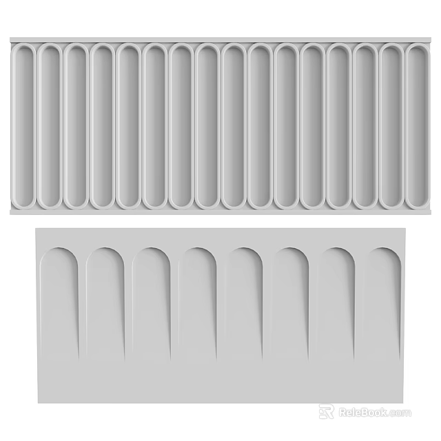 White Building Components With Linear And Curved Regular Groove Design 3d model 