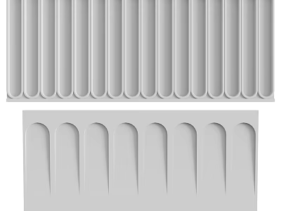 White Building Components With Linear And Curved Regular Groove Design 3d model