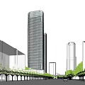 Modern Office Building Complex in Urban Skyline with Contemporary Architectural Design
