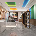 Colorful Paint Specialty Store Interior With Vibrant Wall Displays And Paint Buckets