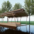 New Chinese Style Pavilion Shape Bridge Pavilion 3d model