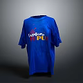 Blue Cotton T-shirt with Explore HUPU Printed Design for Daily Use