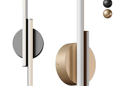 Modern Wall Lamp With Sleek Gold Silver Metal And Circular Black Gold Balls Design 3d model