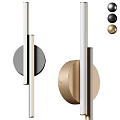 Modern Wall Lamp With Sleek Gold Silver Metal And Circular Black Gold Balls Design