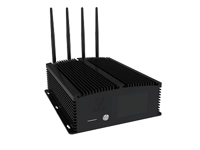 Black Industrial Network Device With Multiple Wireless Antennas And Heat Sink Grilles 3d model