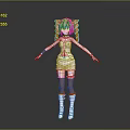 Anime Style Game and Movie Character With Pink Pigtails White Dress and Red Accent Boots