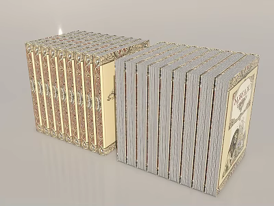 Stacked Hardcover Books With Decorative Covers Classic Design And Artistic Binding 3d model