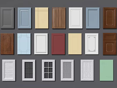 Various Cabinet Door Designs With Different Colors And Styles Collection 3d model