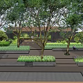 Comfortable Outdoor Table And Chair Set In Garden With Shady Trees And Greenery