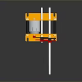 Modern Yellow Lighting Fixture Combination With Red Gear And Silver Handle On Black Background
