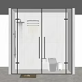 Stylish Black Shower Head in Modern Glass Enclosed Shower Room with White Tiled Walls