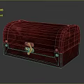 Red Wooden Storage Box With Curved Top Metal Lock And Rivet Details For Home Use