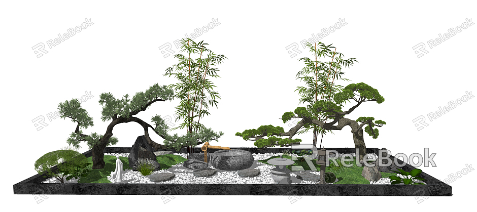 New Chinese landscape sketch landscape tree model