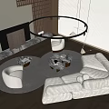 Sofa coffee table combination 3d model