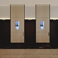 Modern Elevator Lobby with Sleek Wall Design Recessed Lighting and Marble Flooring 3d model