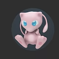 Cute Pink Cartoon Character With Big Blue Eyes And Long Ears In Round Background