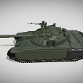 Green 3D Rendered Military Tank With Cannon Turret And Tracks