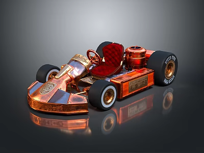 Copper Model Racing Car With Red Seat Black Wheels And Metallic Finish 3d model