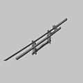 Traditional Samurai Sword With Decorative Scabbard And Gold Accents On Wooden Stand