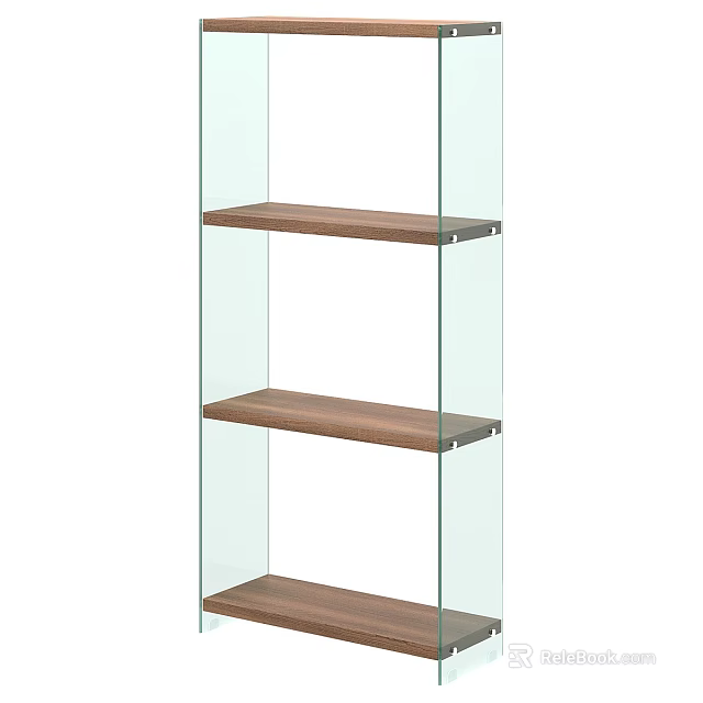 Modern Display Cabinet Featuring Glass Sides And Wooden Shelves For Home Decor 3d model 
