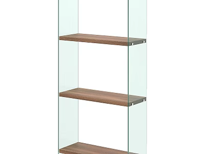 Modern Display Cabinet Featuring Glass Sides And Wooden Shelves For Home Decor 3d model