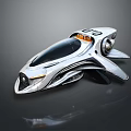Futuristic Silver Aircraft Model With Streamlined Design Black Cockpit And Orange Accent Lights