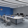 Video monitoring room of command center 3d model