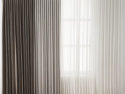 Dark Gray And White Light Filtering Sheer Curtains For Window Decoration 3d model