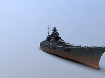 Vintage Warship With Gray Hull Turret Mast And Rustic Bow Structure 3d model