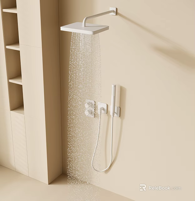 Modern Wall Mounted Rainfall Shower Head With Handheld Spray And Smooth Water Flow 3d model 