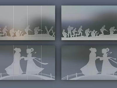 Creative Silhouette Art Designs With Sports Figures Classical Characters And Grid Backgrounds 3d model