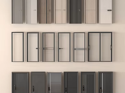 Modern Interior Door Designs With Various Colors Glass Panels And Styles 3d model