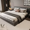 Double bedside table chandelier pillow carpet ornaments 3d model