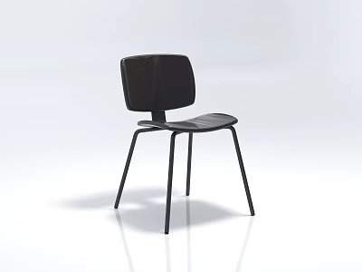 Modern Black Leather Leisure Chair With Metal Legs And Sleek Design 3d model