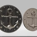 Dark And Light Circular Wall Decor With Anchor Star Design And Wooden Base