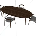 Modern Wooden Oval Table And Upholstered Chair Set For Home Furniture Design