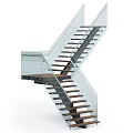 Modern Floating Staircase With Glass Railings And Wooden Treads