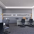 Modern Office Interior With Open Layout Work Desks Ergonomic Chairs And Whiteboard 3d model