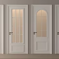 White Swing Doors Featuring Glass Panels And Various Arch Designs 3d model