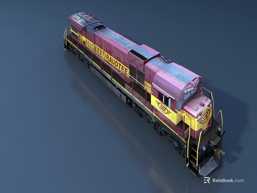 Detailed Red and Yellow Freightliner Freight Train Locomotive 3D Render Model 3d model 