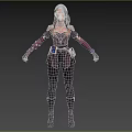 3D Fantasy Woman Character With Gray Hair And Ornate Leather Armor Outfit