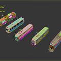 Various Colored Electric Tram Models With Different Style Designs Collection