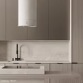 Modern Kitchen Sleek Light Wood Cabinets With Marble Countertop Central Island And Range Hood