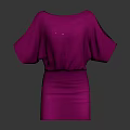 Pink Off Shoulder Short Sleeve Shiny Dress With Simple Design And Glossy Finish
