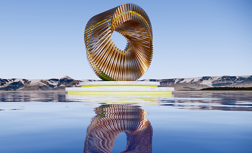 Modern Urban Sculpture Rotating Grille Ring Abstract Art Sculpture 3d model